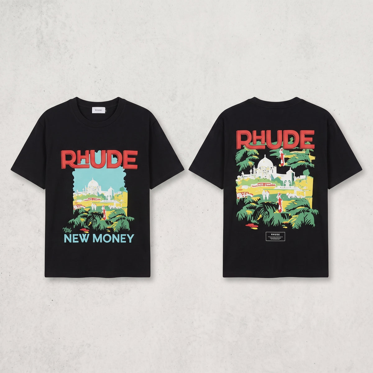 Rhude "New Money" Graphic T-Shirt negru Imagine principală a produsului