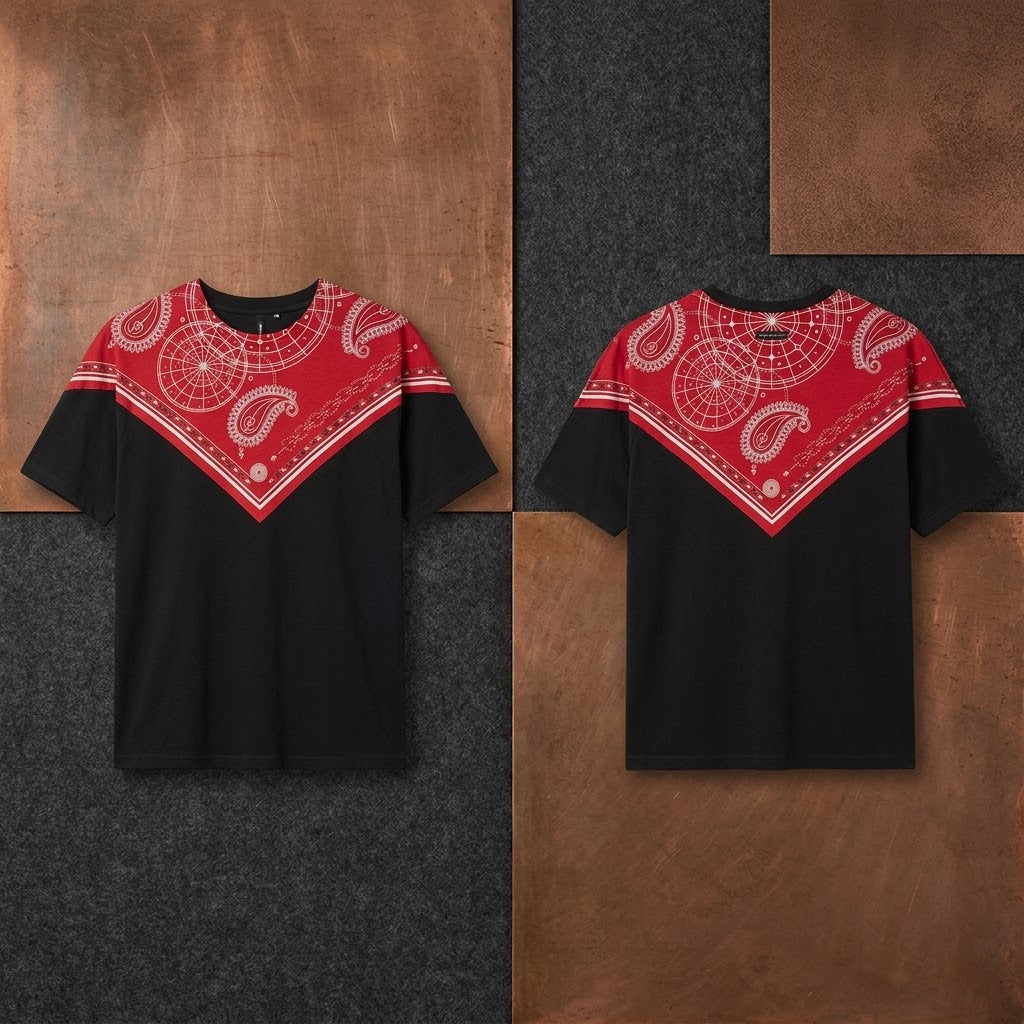 Givenchy – Red Bandana / Paisley Print Yoke T-Shirt Imagine principală a produsului
